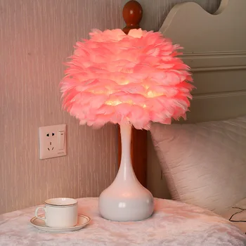 Светодиодная настольная лампа с перьями, Прикроватная лампа для гостиной, кабинета, USB-лампа-ваза, Декоративные светильники для домашнего кабинета в Скандинавском стиле, ночник для сна