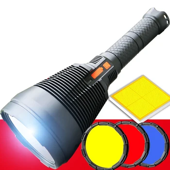 Светодиодный патрульный USB перезаряжаемый фонарик красный желтый синий объектив дальнобойный прожектор портативная лампа