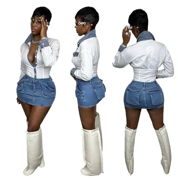 Сексуальная тонкая джинсовая мини-юбка с множеством карманов Y2K 2023, летняя модная юбка Трапециевидной формы в обтяжку для ночного клуба, уличная одежда