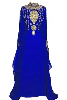 Синее Марокканское женское платье в африканском стиле для больших мероприятий