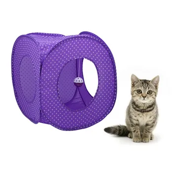 Складная палатка с пунктирным туннелем для фиолетовых кроликов и хомяков, Кровать для кошек и щенков
