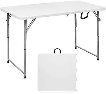 Складной столик на 4 фута, портативный, из сверхпрочного пластика, складывающийся пополам, складной столик для небольшого помещения на открытом воздухе