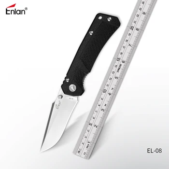 Складные Ножи для выживания в кемпинге ENLAN EL-08, Охотничий Нож из сатинированной стали 9Cr13mov, Рукоятка G10, 58-60Hrc, С нейлоновыми ножнами