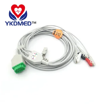 Совместим с GE marquette, 11-контактный цельный кабель для пациента с 3 выводами, медицинские аксессуары для ЭКГ, бесплатная доставка!