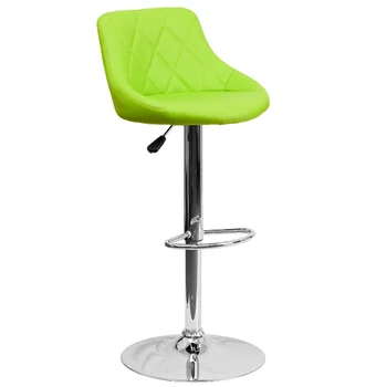 Современная мебель Dale из зеленого винила с Ковшеобразным сиденьем, Регулируемый по Высоте Барный стул с ромбовидной спинкой и хромированным основанием