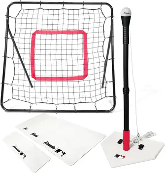 Стартовый набор - Молодежная бейсбольная футболка, бейсбол и бейсбол-основы с сеткой для рикошета - Полный набор для начинающих