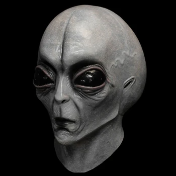 Страшная маска инопланетянина Человек-блюдце Реалистичные Маски ужасов Хэллоуин Внеземной Головной Убор Ужасов НЛО Реквизит для Маскарада