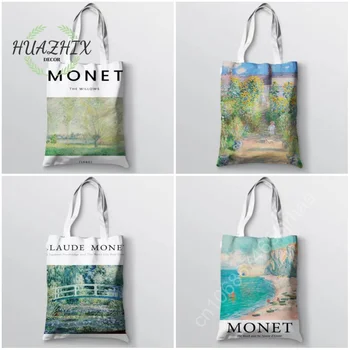 Сумки через плечо из художественной коллекции Monet Sunflower Garden для женщин, сумка-тоут для покупок, Большая вместительная Холщовая Повседневная Складная сумка