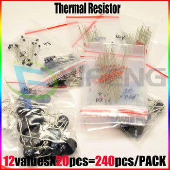 Терморезисторный пакет 12Valuesx20Pcs = 240Pcs MF58 MF52 5D 10D Ассорти Комплект