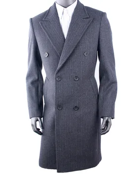 Толстое пальто из 100% шерсти для холодной зимы, Мужское Длинное пальто, тяжелое шерстяное пальто в тонкую полоску, зимние пальто, Роскошный модный дизайн