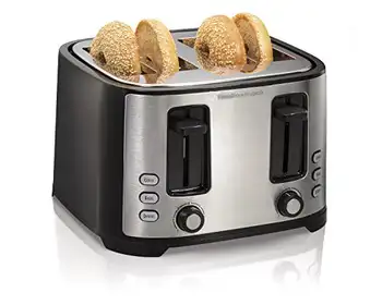 Тостер с 4-мя сверхширокими прорезями, функциями размораживания и приготовления бубликов, выбором оттенка, поджариванием тостов, кнопкой автоматического отключения и отмены, черный