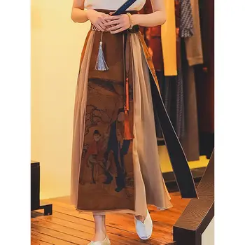 усовершенствованный дизайн юбки hanfu в китайском стиле 2022, винтажное элегантное длинное платье для женщин, платье с цветочным принтом для девочек