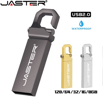 Флэш-накопители JASTER USB 2,0 64 ГБ Металлический Карабин Memory Stick 32 ГБ 16 ГБ U-диск С Бесплатным Пользовательским логотипом 8 ГБ Серебристый флеш-накопитель Для Ноутбука