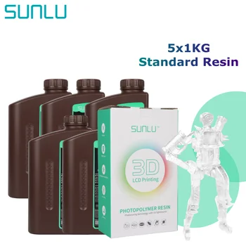 Фотополимер SUNLU Стандартная Жесткая УФ-смола 405 нм Многоцветная 1X5 кг С низким запахом Быстрого отверждения Легко формуется для большинства ЖК-принтеров из смолы