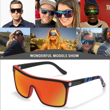 Хит продаж, спортивные солнцезащитные очки большого размера, цельные поляризованные очки для вождения KDEAM, мужские И женские модные солнцезащитные очки с коробкой