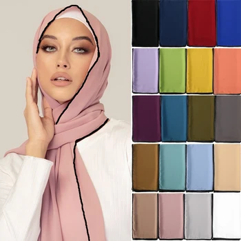 Цвет Соответствует Шифоновому Хиджабу, Вуали, Шарфы для мусульманских Женщин, Повязка на Голову, Дышащий Исламский Простой Платок 2021, Тюрбан, Хиджаб, Повязка на Голову