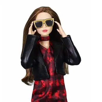 Черная Кожаная куртка 1/6 BJD Одежда для Куклы Барби, Одежда, Пальто, Топы 30 см, Аксессуары для Кукол, Детская игрушка 