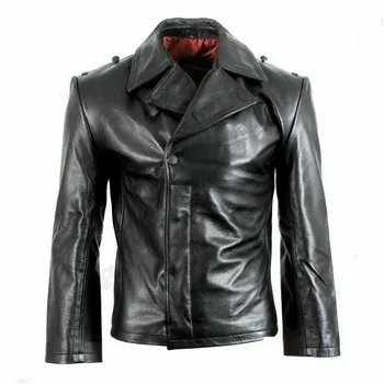 Черная кожаная куртка, кожаная куртка в стиле ретро, европейский и американский модный тренд