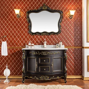 Черный Европейский Шкаф для ванной Комнаты, Комбинированный Умывальник, Дубовый Шкаф для Ванной Комнаты, Французский Умывальник Для ванной Комнаты, Шкаф для мытья рук