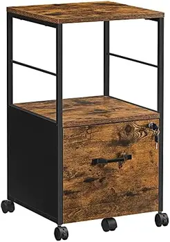 Шкаф для дома с выдвижными ящиками и колесиками, Офисная мебель, Подвесная папка для документов формата А4 и Letter, коричневый + черный в деревенском стиле