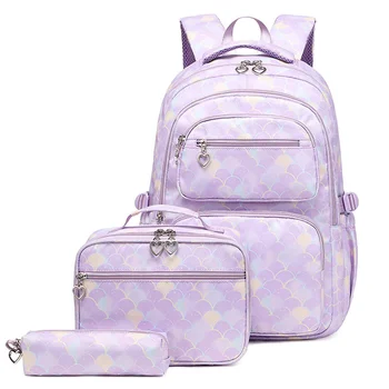 Школьный рюкзак для девочек-подростков, Детский студенческий рюкзак, Водонепроницаемая детская школьная сумка С пеналом, сумка для ланча