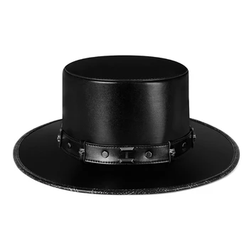 Шляпа Доктора Чумы в стиле Стимпанк, черная шляпа с плоским верхом из искусственной кожи для Косплея на Хэллоуин, реквизит для костюмов