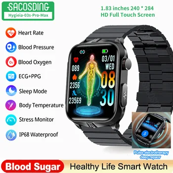 ЭКГ Смарт-часы Электротерапия Пульс Пульсометр Отслеживание уровня сахара в крови Bluetooth Водонепроницаемый Браслет Мужские Спортивные Умные часы Мужские 2023