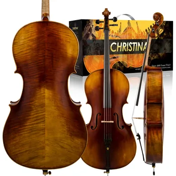 Экзаменационный уровень CHRISTINA и продвинутая виолончель, размер 1/4-4/4, массив ели и двухкомпонентный огненный клен, с набором аксессуаров (C06)