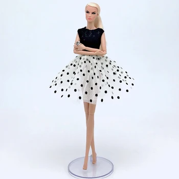 Элегантное платье в черный горошек для куклы Барби, Наряды без рукавов, Кружевные платья-пачки, Одежда для кукол Barbie 1/6 BJD, Аксессуары для кукол