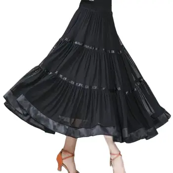 Юбки для бальных танцев Для женщин, современная юбка для танцев с половинной длиной и широкими распашными юбками для женщин, юбка с широкими распашными юбками