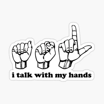 Язык жестов, на котором я разговариваю руками, 5 шт., автомобильные наклейки для дома, мотоцикл, Детский декор автомобиля, бампер, наклейки в стиле аниме для гостиной
