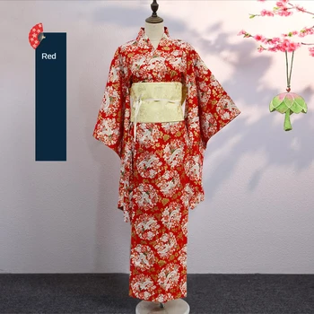 Японское Кимоно, Женский костюм с цветочным принтом, Кимоно из чистого хлопка, Бронзирующий домашний халат, костюм для косплея для девочек, реквизит для сцены, сделай сам