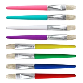 Ярких цветов, 8 шт., пластиковый стержень с плоской головкой, ручка для рисования маслом в виде свиной гривы, детская ручка для граффити 